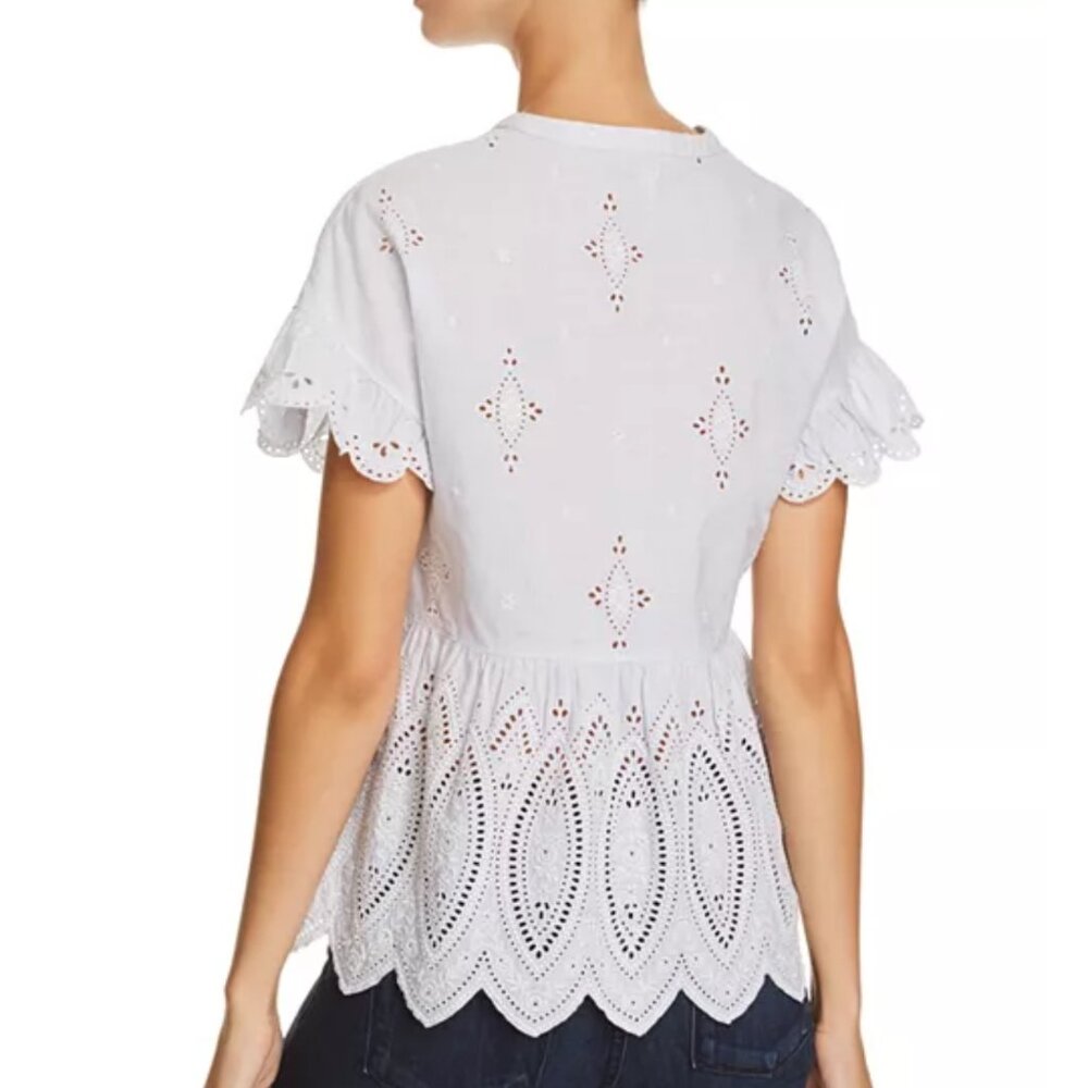 Joie Cerelia Eyelet Peplum Top Women M - Picture 2 of 11